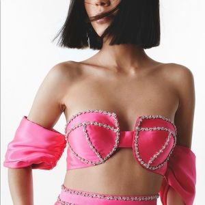 💓NASTY GAL • PINK CRYSTAL BARDOT TOP💓